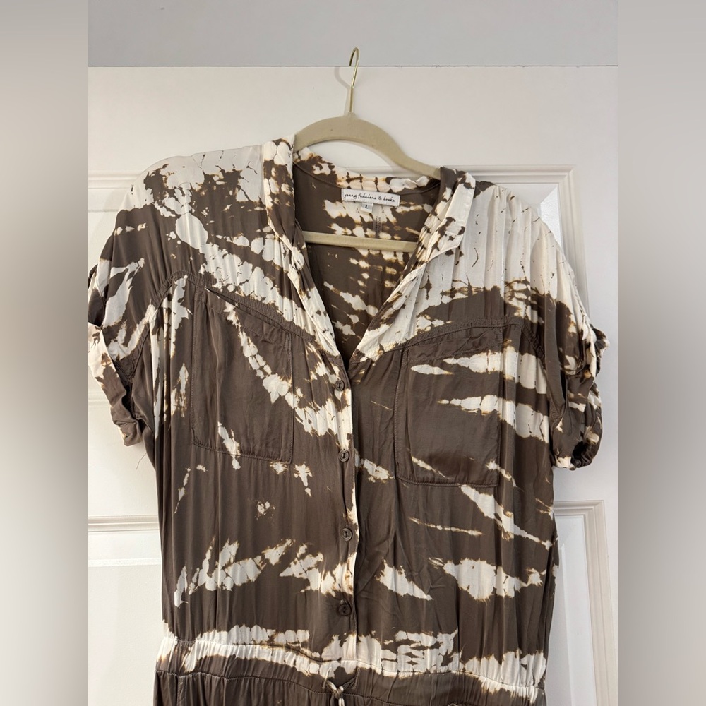 Young Fabulous & Broke Chocolate and Cream Tie-Dye jumpsuit